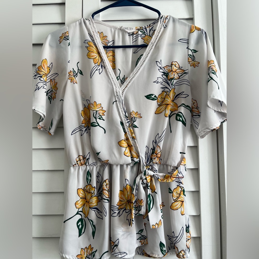 Sienna Sky White Dress with Yellow Floral Design